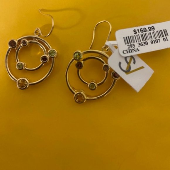 Multi Birthstone Earrings - Gold over Silver
